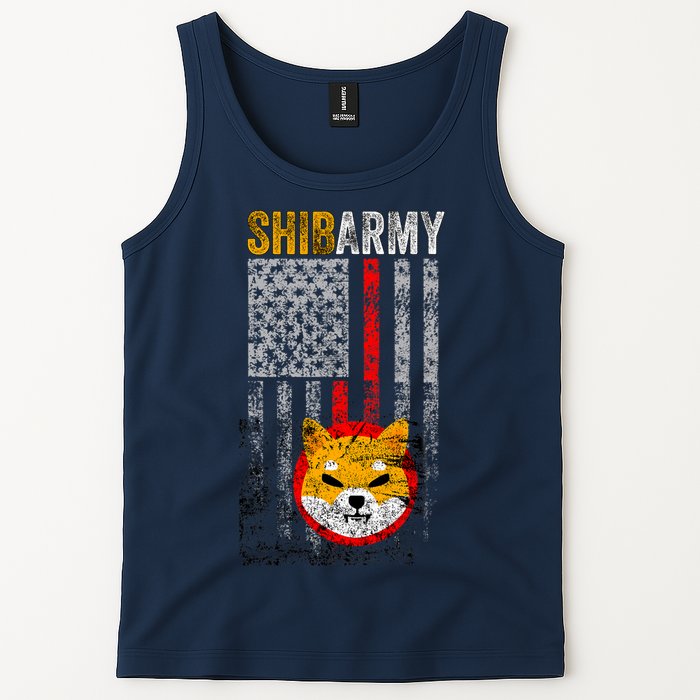 Shiba Army, Shiba Inu Coin With American Flag Tank Top