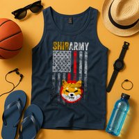 Shiba Army, Shiba Inu Coin With American Flag Tank Top