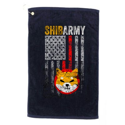 Shiba Army, Shiba Inu Coin With American Flag Golf Towel