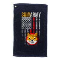 Shiba Army, Shiba Inu Coin With American Flag Golf Towel