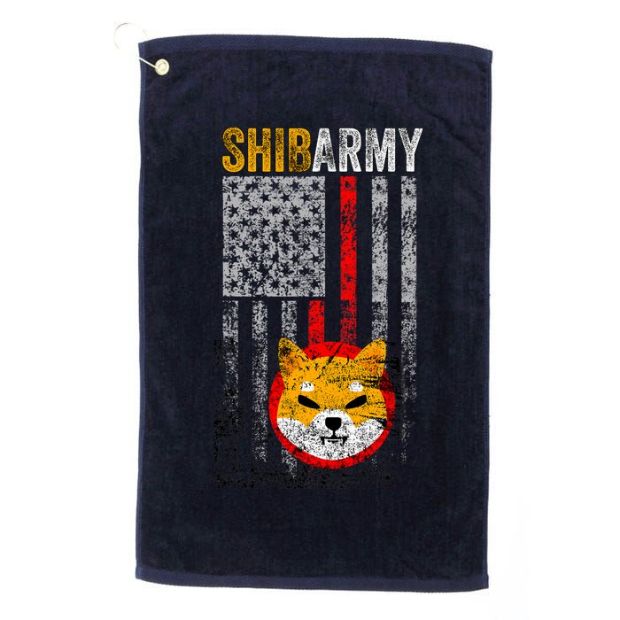 Shiba Army, Shiba Inu Coin With American Flag Golf Towel