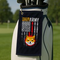 Shiba Army, Shiba Inu Coin With American Flag Golf Towel