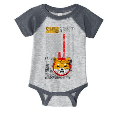 Shiba Army, Shiba Inu Coin With American Flag Infant Baby Jersey Bodysuit