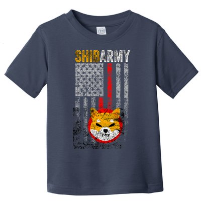Shiba Army, Shiba Inu Coin With American Flag Toddler T-Shirt