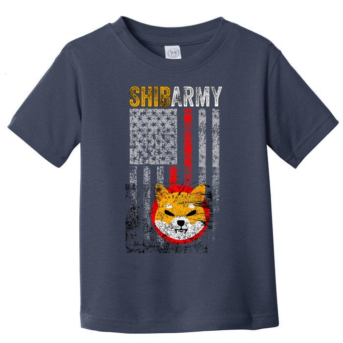Shiba Army, Shiba Inu Coin With American Flag Toddler T-Shirt