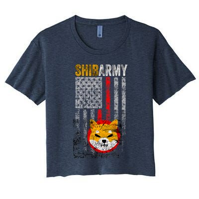 Shiba Army, Shiba Inu Coin With American Flag Crop Top