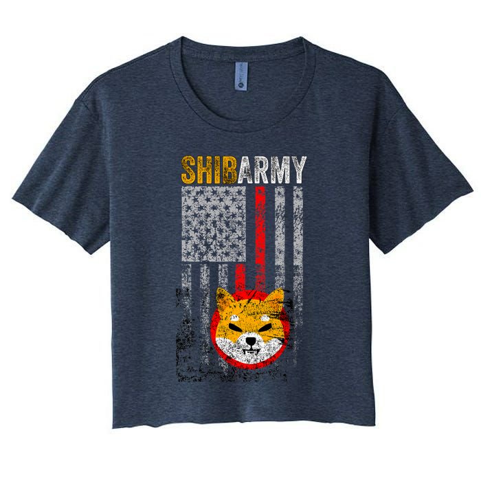 Shiba Army, Shiba Inu Coin With American Flag Crop Top