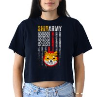 Shiba Army, Shiba Inu Coin With American Flag Crop Top