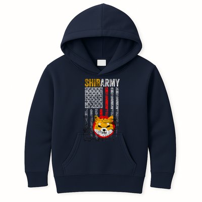 Shiba Army, Shiba Inu Coin With American Flag Kids Hoodie