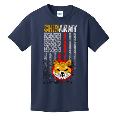 Shiba Army, Shiba Inu Coin With American Flag Kids T-Shirt