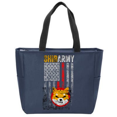 Shiba Army, Shiba Inu Coin With American Flag Zip Tote Bag