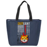 Shiba Army, Shiba Inu Coin With American Flag Zip Tote Bag