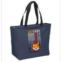 Shiba Army, Shiba Inu Coin With American Flag Zip Tote Bag