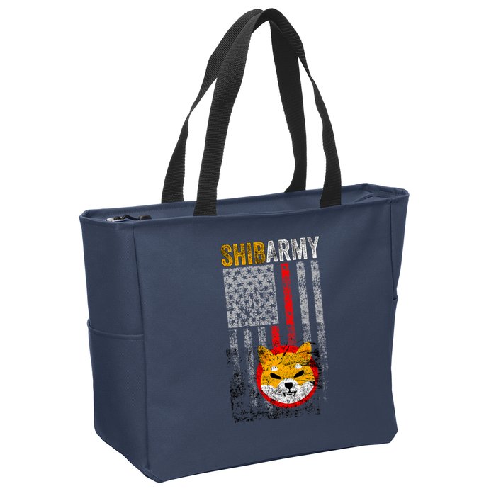 Shiba Army, Shiba Inu Coin With American Flag Zip Tote Bag
