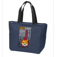Shiba Army, Shiba Inu Coin With American Flag Zip Tote Bag