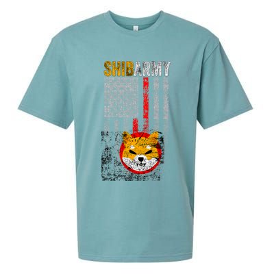 Shiba Army, Shiba Inu Coin With American Flag Sueded Cloud Jersey T-Shirt