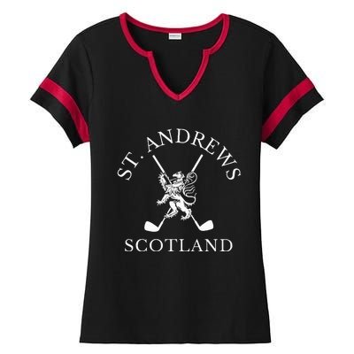 St. Andrews Scotland Golf Fan Ladies Halftime Notch Neck Tee