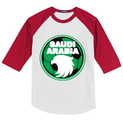 Saudi Arabia Soccer Jersey Gift Saudi Arabia Football Fans Kids Colorblock Raglan Jersey