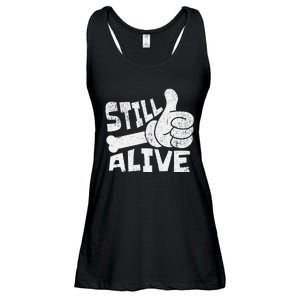 Still Alive Skeleton Hand Dark Humor Graphic Ladies Essential Flowy Tank