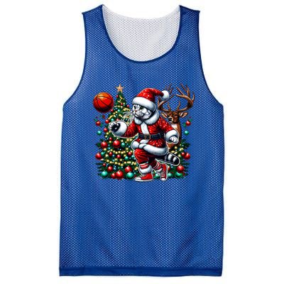 Santa American Shorthair Cat Play Basketball Christmas Funny Meaningful Gift Mesh Reversible Basketball Jersey Tank