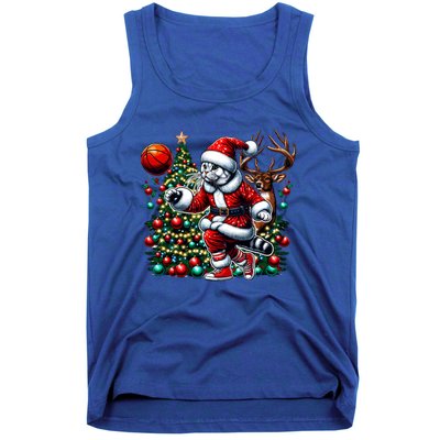 Santa American Shorthair Cat Play Basketball Christmas Funny Meaningful Gift Tank Top