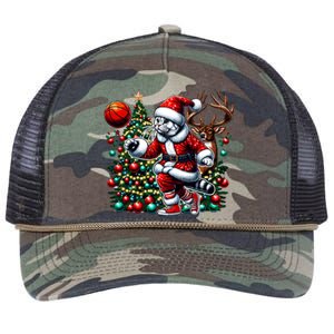 Santa American Shorthair Cat Play Basketball Christmas Funny Meaningful Gift Retro Rope Trucker Hat Cap