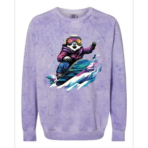 Snowboarding Animals Sloth On A Snowboard Snowboarding Colorblast Crewneck Sweatshirt