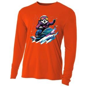 Snowboarding Animals Sloth On A Snowboard Snowboarding Cooling Performance Long Sleeve Crew