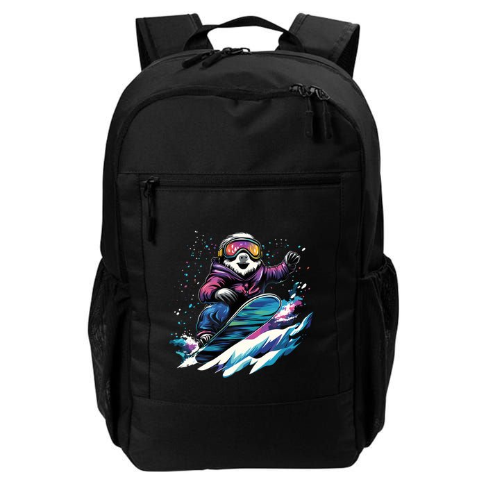 Snowboarding Animals Sloth On A Snowboard Snowboarding Daily Commute Backpack