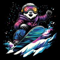 Snowboarding Animals Sloth On A Snowboard Snowboarding Drawstring Bag