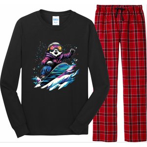 Snowboarding Animals Sloth On A Snowboard Snowboarding Long Sleeve Pajama Set