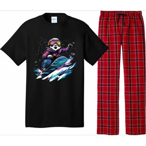 Snowboarding Animals Sloth On A Snowboard Snowboarding Pajama Set