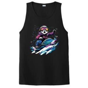 Snowboarding Animals Sloth On A Snowboard Snowboarding PosiCharge Competitor Tank