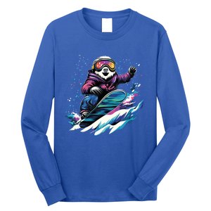 Snowboarding Animals Sloth On A Snowboard Snowboarding Long Sleeve Shirt