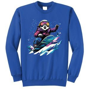 Snowboarding Animals Sloth On A Snowboard Snowboarding Sweatshirt