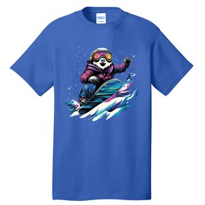 Snowboarding Animals Sloth On A Snowboard Snowboarding Tall T-Shirt