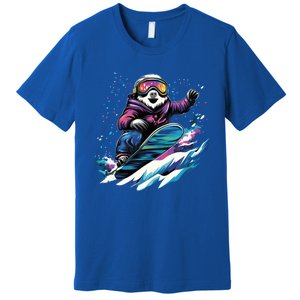 Snowboarding Animals Sloth On A Snowboard Snowboarding Premium T-Shirt