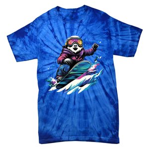 Snowboarding Animals Sloth On A Snowboard Snowboarding Tie-Dye T-Shirt