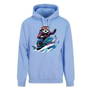 Snowboarding Animals Sloth On A Snowboard Snowboarding Unisex Surf Hoodie