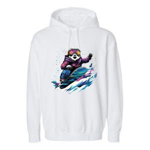 Snowboarding Animals Sloth On A Snowboard Snowboarding Garment-Dyed Fleece Hoodie