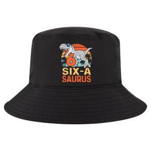 Six A Saurus Rex 6th Birthday Dinosaur 6 Year Old Boy Cool Comfort Performance Bucket Hat