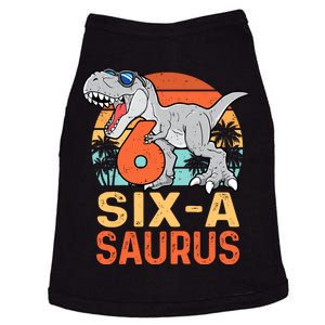 Six A Saurus Rex 6th Birthday Dinosaur 6 Year Old Boy Doggie Tank