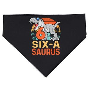 Six A Saurus Rex 6th Birthday Dinosaur 6 Year Old Boy USA-Made Doggie Bandana