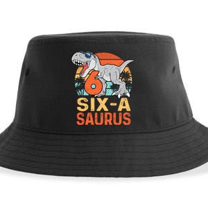 Six A Saurus Rex 6th Birthday Dinosaur 6 Year Old Boy Sustainable Bucket Hat