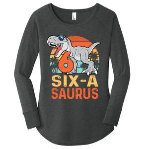 Six A Saurus Rex 6th Birthday Dinosaur 6 Year Old Boy Women's Perfect Tri Tunic Long Sleeve Shirt