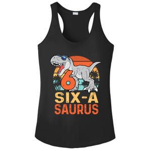 Six A Saurus Rex 6th Birthday Dinosaur 6 Year Old Boy Ladies PosiCharge Competitor Racerback Tank