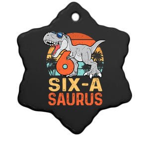 Six A Saurus Rex 6th Birthday Dinosaur 6 Year Old Boy Ceramic Star Ornament