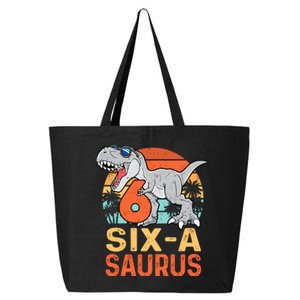 Six A Saurus Rex 6th Birthday Dinosaur 6 Year Old Boy 25L Jumbo Tote