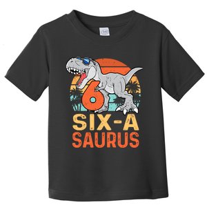 Six A Saurus Rex 6th Birthday Dinosaur 6 Year Old Boy Toddler T-Shirt