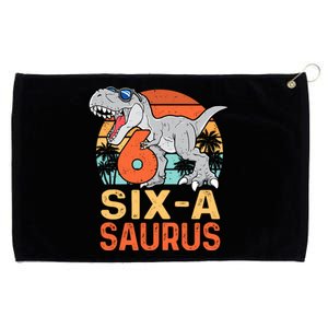 Six A Saurus Rex 6th Birthday Dinosaur 6 Year Old Boy Grommeted Golf Towel